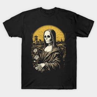 Mona Lisa Skeleton Graphic Men Kids Women Funny Halloween T-Shirt